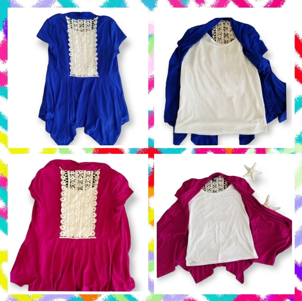 iZ BYER Cardigan Tee-shirts lace hancercheif hem